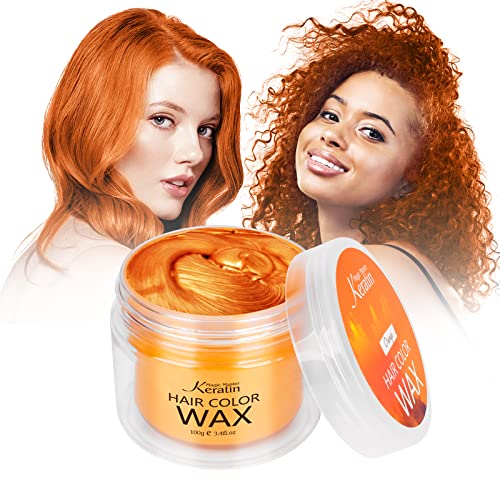 Haarfarbe Wachs, Magic Master Keratin Temporäre Frisur Creme Instant farbiger Ton für Männer und Frauen Party, Festival, Cosplay (Orange) von Magic Master Keratin