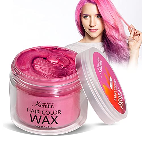 Haarfarbe Wachs, Magic Master Keratin Temporäre Frisur Creme Instant farbiger Ton für Männer und Frauen Party, Festival, Cosplay(Rosa) von Magic Master Keratin