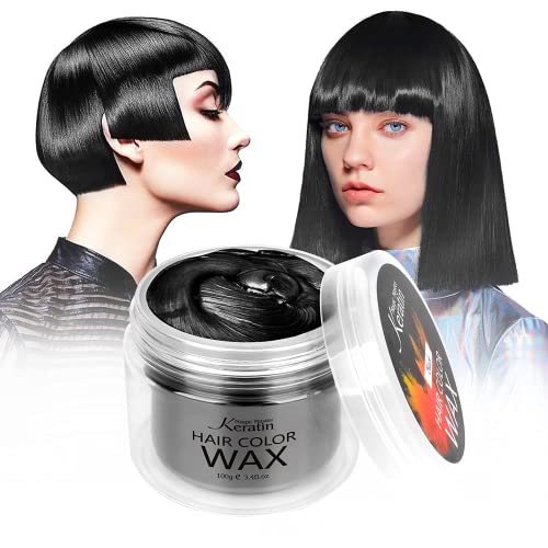 Haarfarbe Wachs, Magic Master Keratin Temporäre Frisur Creme Instant farbiger Ton für Männer und Frauen Party, Festival, Cosplay (Schwarz) von Magic Master Keratin