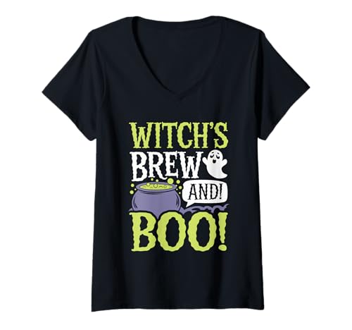Damen Halloween-Bier Hexengebräu und Buh! Trinke Magic Party Crew T-Shirt mit V-Ausschnitt Damen Halloween-Bier Hexengebräu und Buh! Trinke Magic Party Crew T-Shirt mit V-Ausschnitt von Magic Party Drink Beer Drunk Brew Halloween Squad