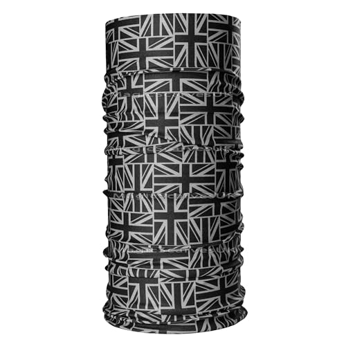 Halswärmer mit britischer Flagge, Motiv: britische Flagge, Kopftuch, Schlauchschal, Bandana, nahtlos, MOD, Roller, Biker, Gamasche, Schwarz, Schwarz , Einheitsgröße Halswärmer mit britischer Flagge, Motiv: britische Flagge, Kopftuch, Schlauchschal, Bandana, nahtlos, MOD, Roller, Biker, Gamasche, Schwarz, Schwarz , Einheitsgröße von Magic Scarves
