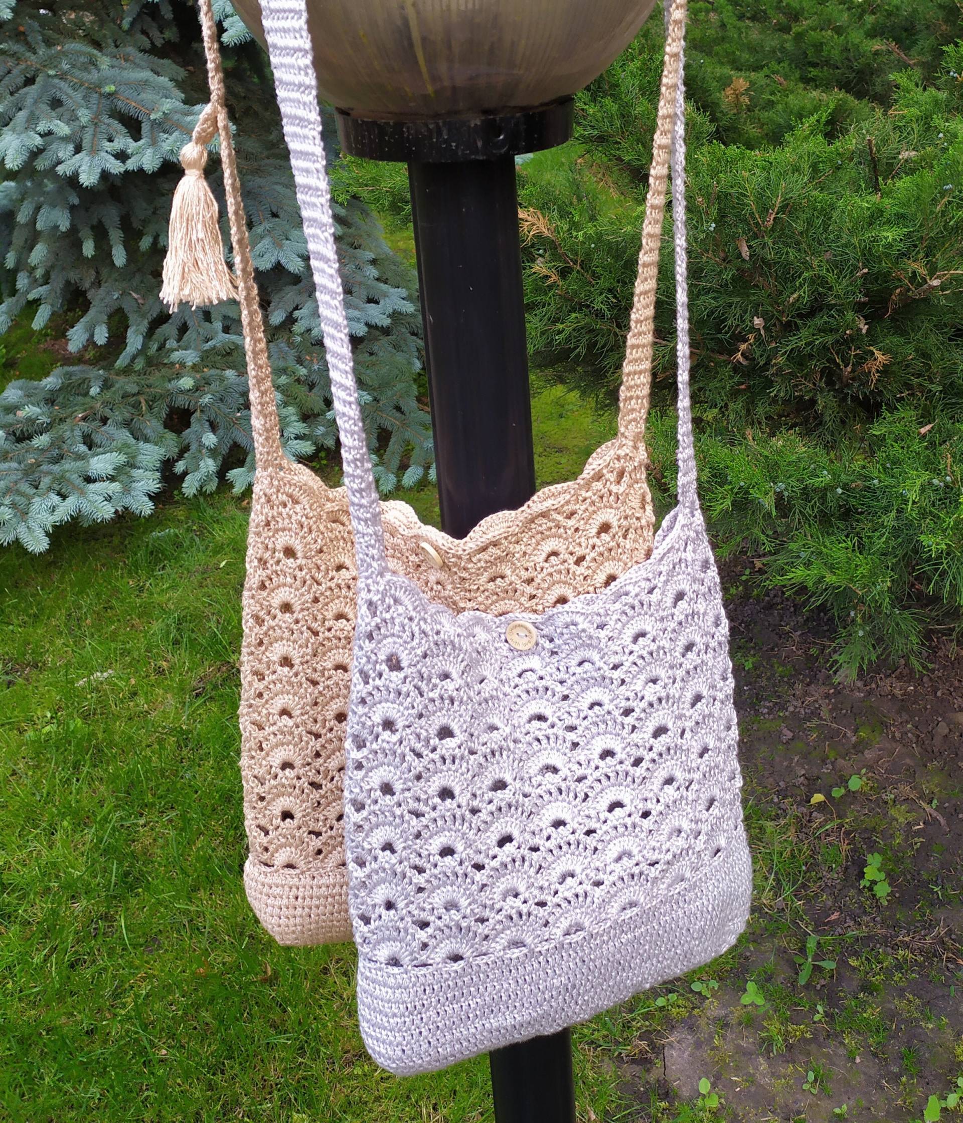 Gehäkelte Handgemachte Crossbody-Tasche, Geschenk Für Mutter Und Tochter, Familien-Look, Boho-stil Tote Hippie-stil Gehäkelte Geldbörse von MagicCrochetStyle