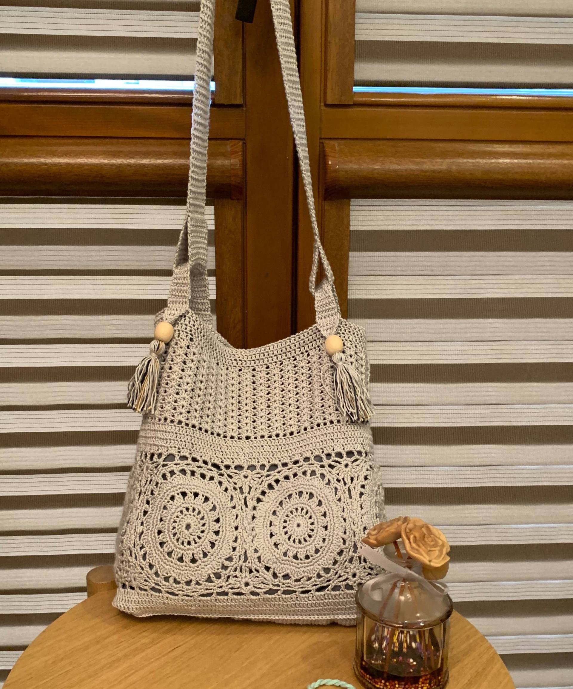 Handgemachte Gehäkelte Sommertasche, Umhängetasche Mit Seideneffekt, Geburtstagsgeschenk, Markttasche, Geldbörse von MagicCrochetStyle