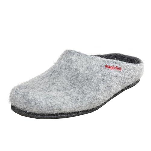 Magicfelt Hausschuhe AN709 für Damen & Herren - natürliche zweifärbige Merinowolle | Pantoffeln mit rutschfester anatomischer Sohle | Unisex Filzpantoffeln Light Grey | 38 von Magicfelt