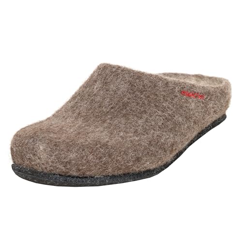 Magicfelt Hausschuhe AN709 für Damen & Herren - natürliche zweifärbige Merinowolle | Pantoffeln mit rutschfester anatomischer Sohle | Unisex Filzpantoffeln Brown | 38 von Magicfelt