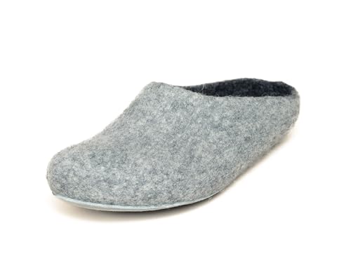 Magicfelt Filz-Hausschuh AP 701 aus Reiner Merino-Wolle | Pantoffeln für Damen & Herren mit Rutschfester Ledersohle - Unisex Schlappen für Erwachsene Light Grey | 39 von Magicfelt