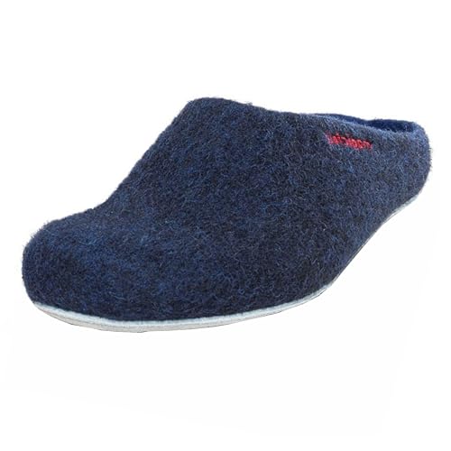 Magicfelt Filz-Hausschuh AP 701 aus Reiner Merino-Wolle | Pantoffeln für Damen & Herren mit Rutschfester Ledersohle - Unisex Schlappen für Erwachsene Midnight | 43 von Magicfelt