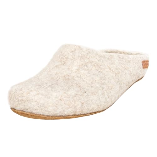 Magicfelt Filz-Hausschuh AR 713 - Damen & Herren Pantoffeln | Aus Wollen seltener Schafrassen - anatomisch geformtes Fußbett - rutschfeste Ledersohle Coburger Fuchsschaf | 38 von Magicfelt