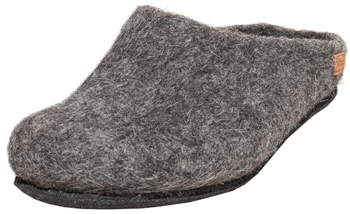 Magicfelt at 719 Filz-Hausschuh - Hausschuh für Damen & Herren | Unisex Wollschuhe - 100% ungefärbte Wolle seltener Schafrassen - rutschfeste Filzsohle Steinschaf Grau | 42 von Magicfelt