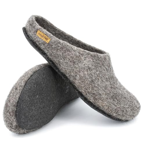 Magicfelt AT 719 Filz-Hausschuh - für Damen & Herren | Pantoffel aus 100% Schurwolle Steinschaf Grau, 43 von Magicfelt