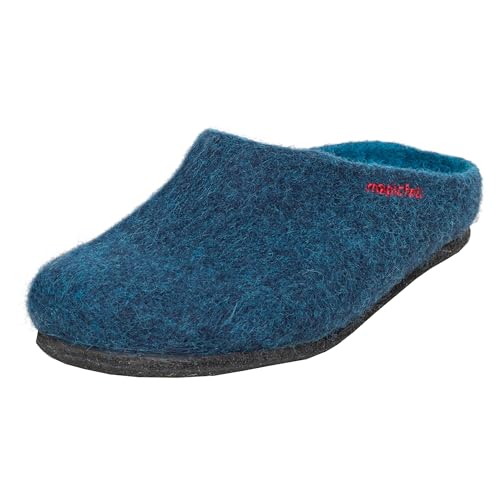 Magicfelt Hausschuhe AN709 für Damen & Herren - zweifärbige Merinowolle | Pantoffeln mit Rutschfester anatomischer Sohle | Unisex Filzpantoffeln Dark Petrol | 46 von Magicfelt