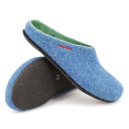 Magicfelt Hausschuhe 709 für Damen & Herren - aus 100% Merino-Wolle Lagoon, 41 von Magicfelt
