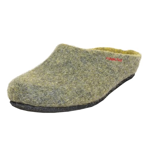 Magicfelt Hausschuhe AN709 für Damen & Herren - natürliche zweifärbige Merinowolle | Pantoffeln mit Rutschfester anatomischer Sohle | Unisex Filzpantoffeln Yellowstone | 46 von Magicfelt