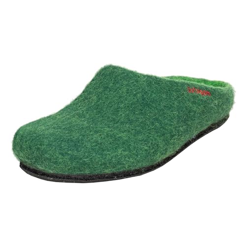 Magicfelt Hausschuhe AN709 für Damen & Herren - natürliche zweifärbige Merinowolle | Pantoffeln mit Rutschfester anatomischer Sohle | Unisex Filzpantoffeln Dark Green | 41 von Magicfelt