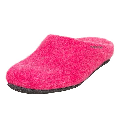 Magicfelt Hausschuhe AN709 für Damen & Herren - natürliche zweifärbige Merinowolle | Pantoffeln mit Rutschfester anatomischer Sohle | Unisex Filzpantoffeln Pink | 38 von Magicfelt