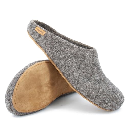 Magicfelt Filz-Hausschuh 713 - Damen & Herren Pantoffeln aus 100% Schurwolle Steinschaf Grau, 42 von Magicfelt