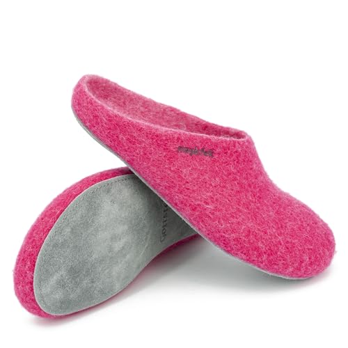 Magicfelt Filz-Hausschuh AP 701 aus reiner Merino-Wolle | Pantoffeln für Damen & Herren Pink, 40 von Magicfelt