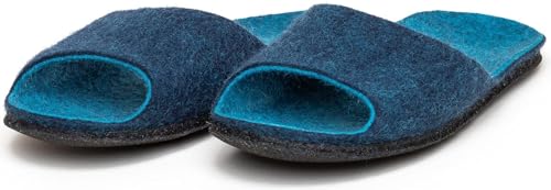 Magicfelt Filz-Sandale ST 722 für Damen - natürliche zweifärbige Merinowolle | Pantoffeln mit Rutschfester anatomischer Sohle | Unisex Filzhausschuh Slipper Dark Petrol | 37 von Magicfelt