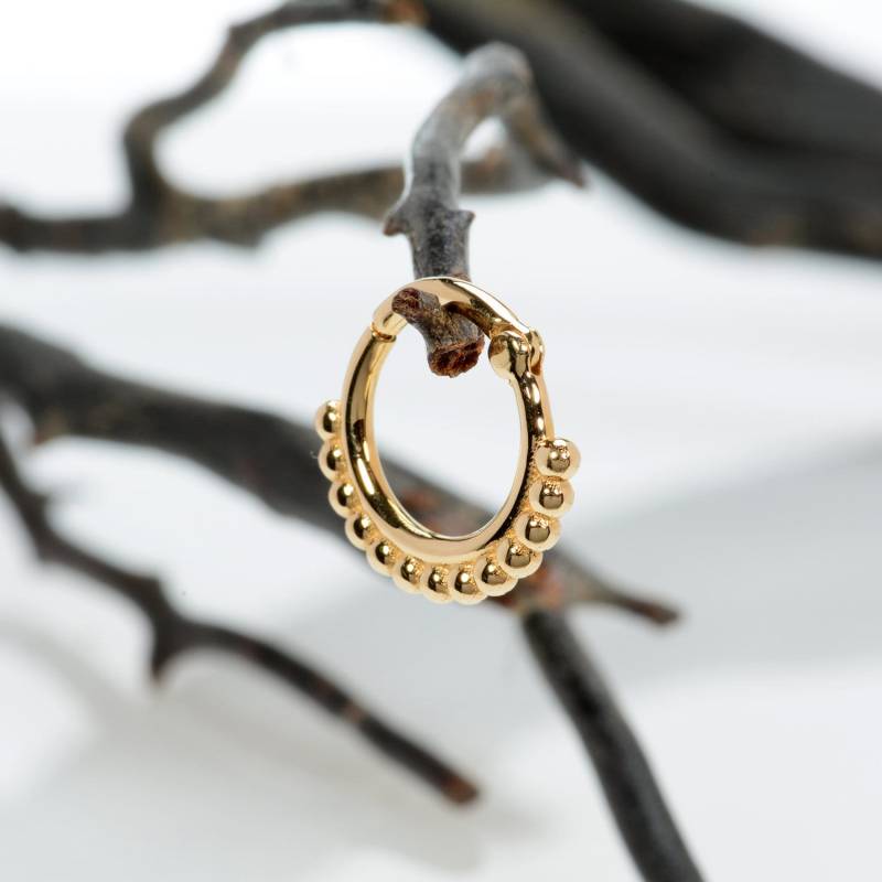 14K Gold Kugeln Daith Piercing Knorpel Ohrring Benutzerdefinierte Septum Clicker Schmuck von MagicHammer