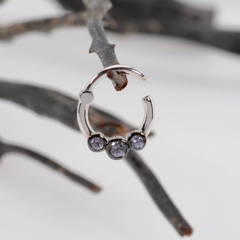 14K Solid Gold Knorpel Septum Clicker Topas Blu London Daith Piercing Helix Hoop Ring Benutzerdefinierte Schmuck von MagicHammer