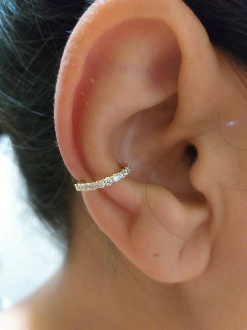 Conch Piercing Schmuck Diamanten 14K Ohr Jacket Helix Ohrring Knorpel Hoop von MagicHammer