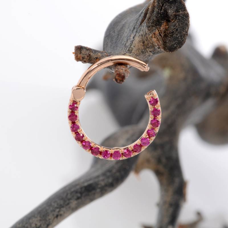 Daith Jewelry 14K Solid Gold Septum Clicker Rubin Nasenring Helix Ohrring Tragus Hoop von MagicHammer