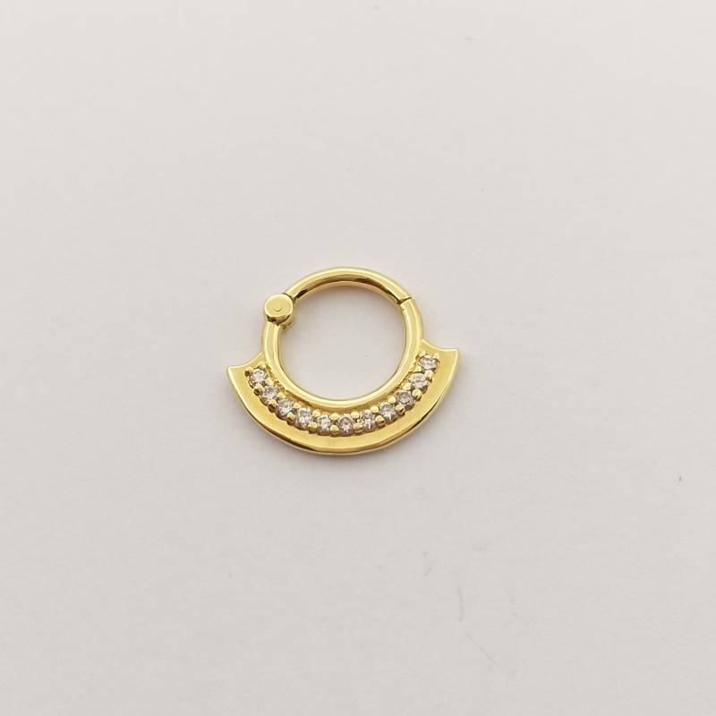 Daith Piercing Solid Gold Septum Clicker 14K Weiß Diamanten Nose Hoop von MagicHammer