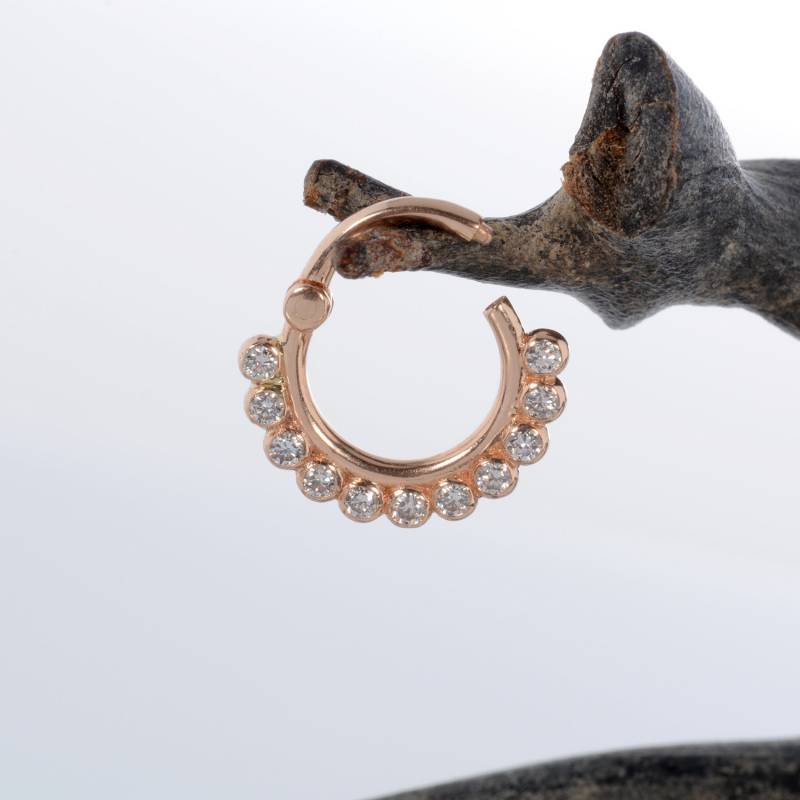 Diamanten Piercing Jewerly 14K Solid Gold Septum Clicker Daith Ohrring Helix Ring Nose Hoop von MagicHammer