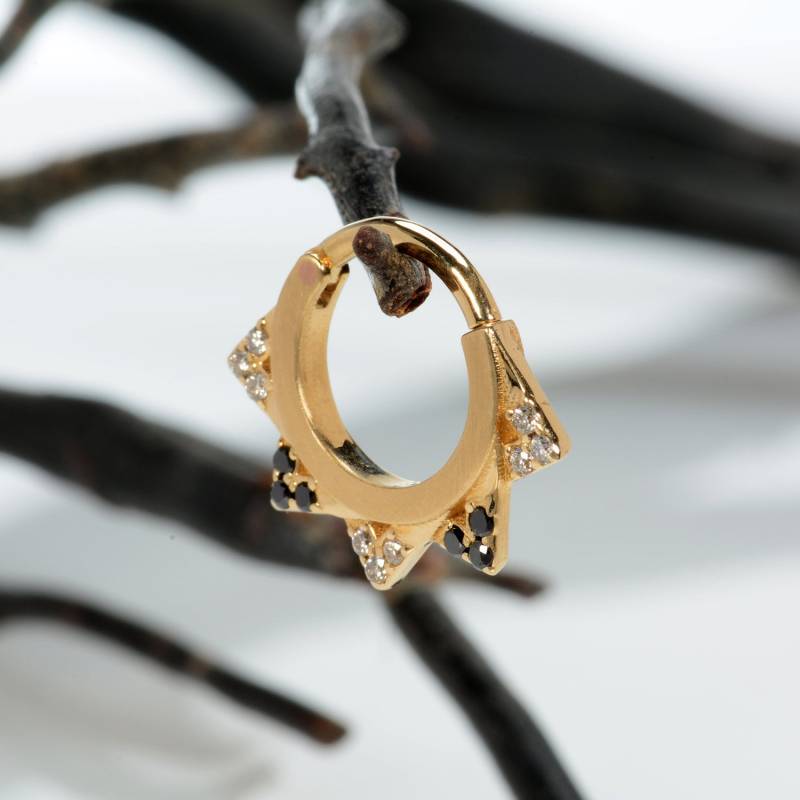 Ear Cuff Piercing Schmuck Schwarz Weiß Diamanten 14K Helix Ohrring Daith Hoop Knorpel Ring von MagicHammer