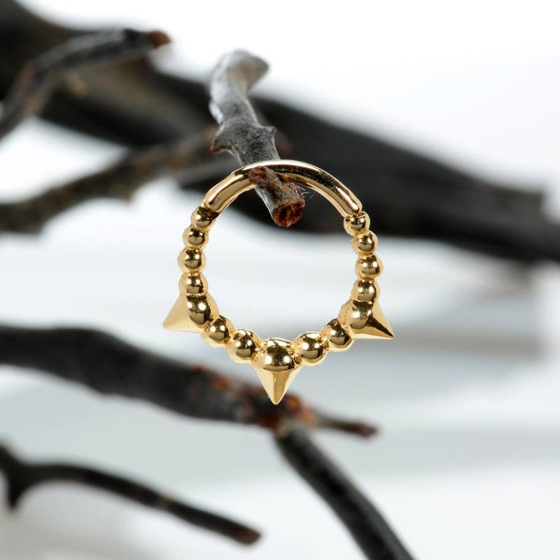 Gold Spike Septum Ring Nasenring Daith Ohrring Hinged Clicker Hoop Helix von MagicHammer