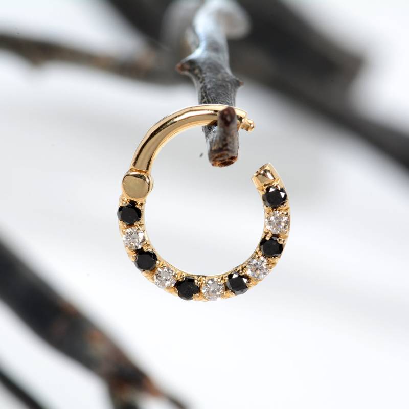 Helix Ohrring 14K Solid Gol Diamanten Daith Ohrringe Ohr Manschette Clicker Tragus Hoop Piercing Schmuck von MagicHammer