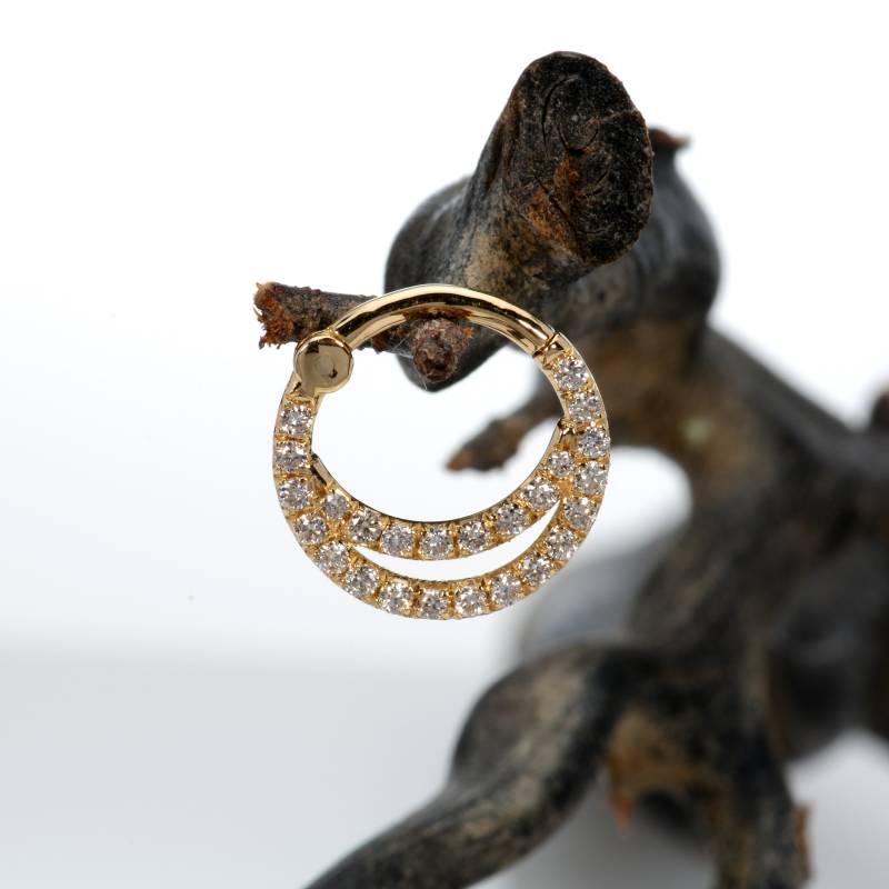 Helix Septum Clicker Weiße Diamanten 14K Solid Gold Doppel Ring Daith Ohrring Piercing Schmuck von MagicHammer