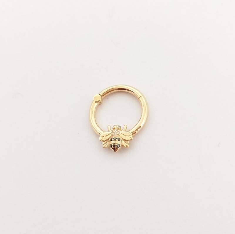 Honig Biene Piercing Schmuck 14K Gold Diamanten Daith Hoop Helix Ohrring von MagicHammer