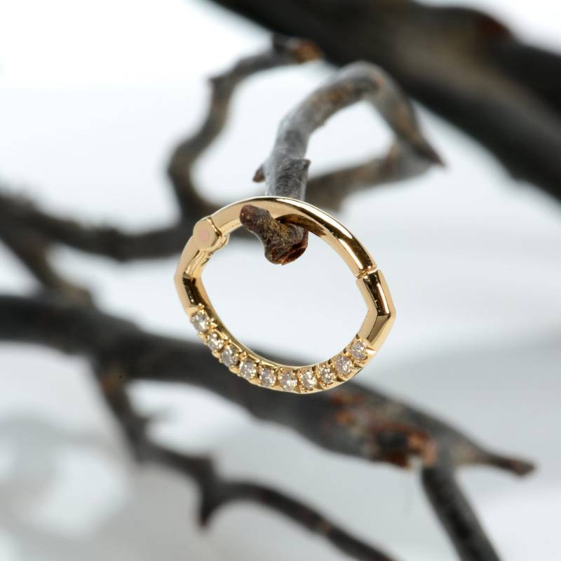 Hoop Septum Clicker Nasenring Daith Ohrring 14K Gold Weiß Diamanten Piercing Schmuck von MagicHammer