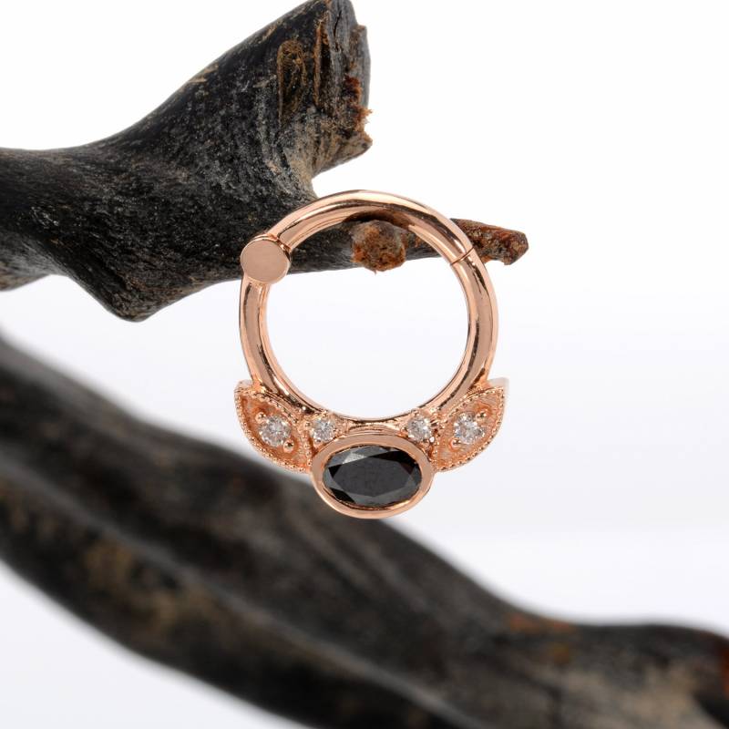 Knorpel Ohrring 14K Solid Gold Diamant Nasenring Piercing Schmuck Daith Hoop Ohrmanschette Helix Septum Clicker von MagicHammer