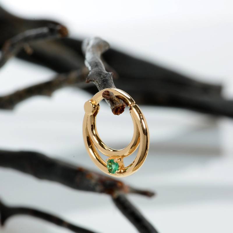 Knorpel Ohrring Doppel Septum Clicker 14K Gold Smaragd Nase Hoop Daith Schmuck von MagicHammer