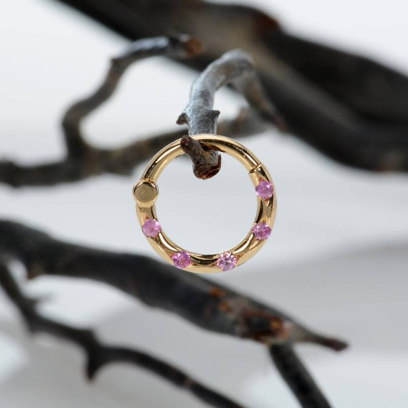 Knorpel Rosa Saphire 14K Gold Daith Ohrring Nase Ring Helix Hoop Tragus Schmuck Septum Piercing Ohrmanschette von MagicHammer