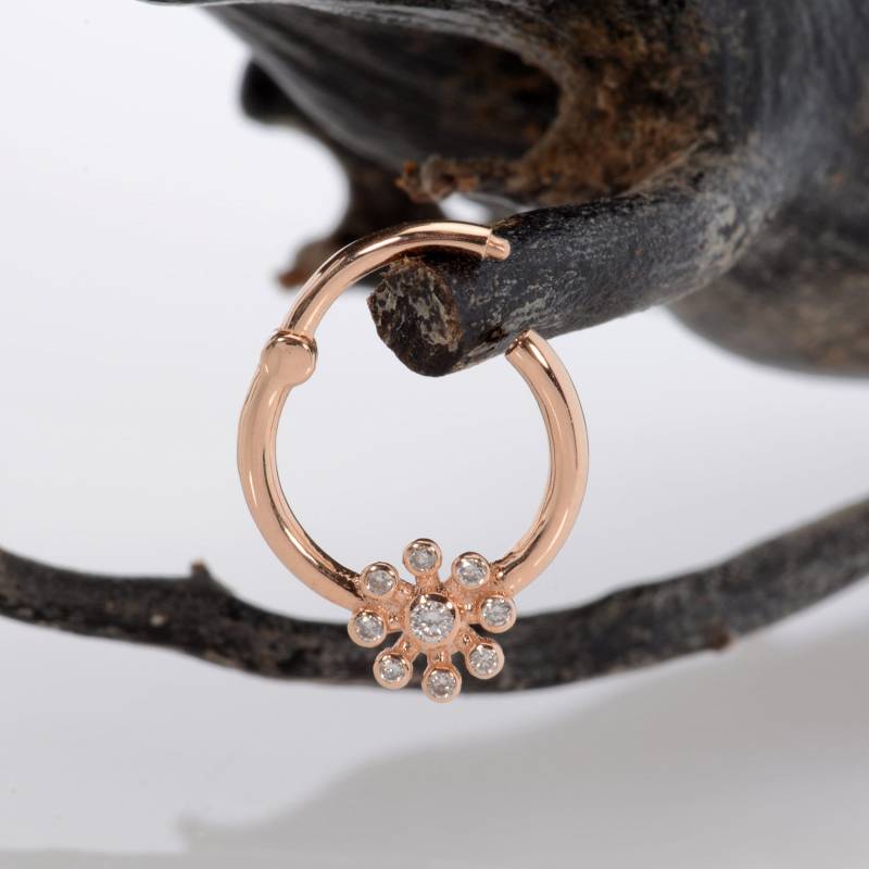 Knorpel Schmuck 14K Solid Gold Weiß Diamanten Karussell Daith Phoop Helix Ohrring Nase Hoop von MagicHammer