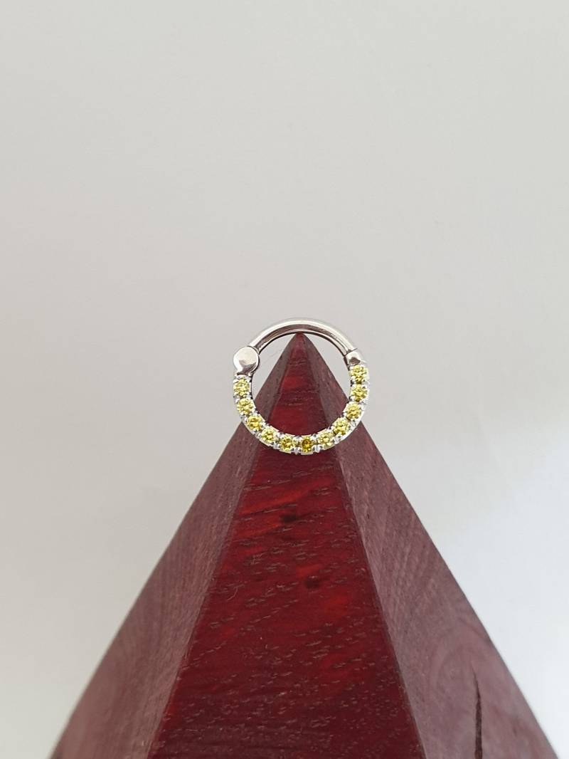 Knorpel Septum Clicker Gelb Diamant 14K Solid Gold Daith Piercing Helix Ring Schmuck von MagicHammer