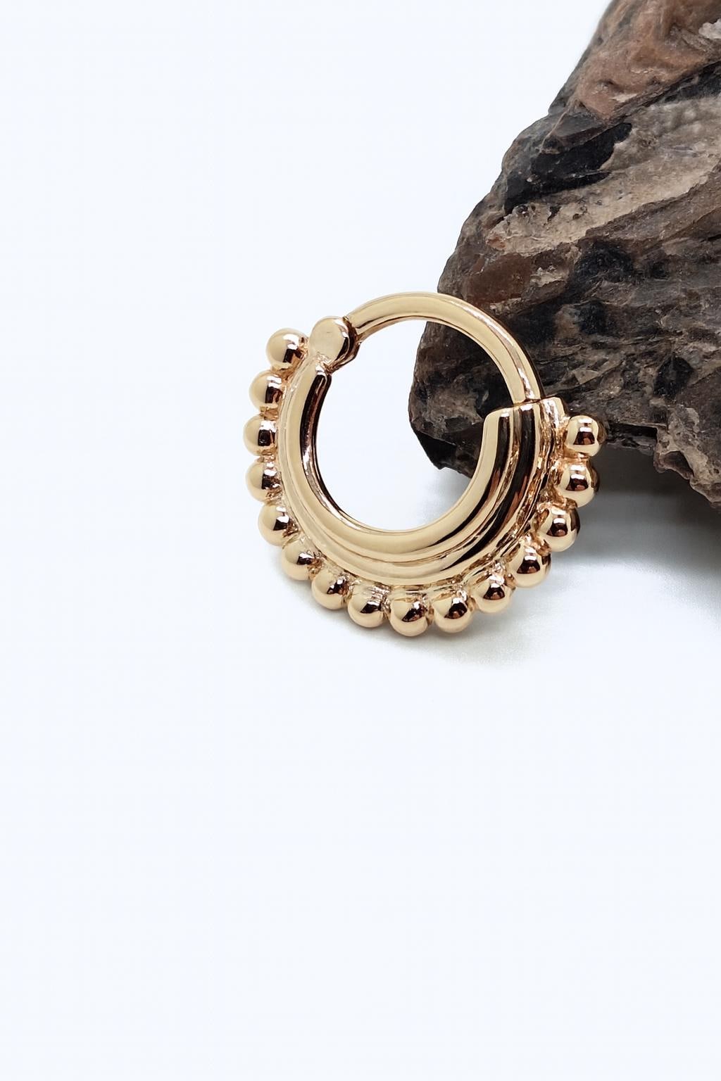 Kugeln Knorpel Septum Clicker 14K Solid Gold Helix Hoop Piercing Nasen Ring von MagicHammer