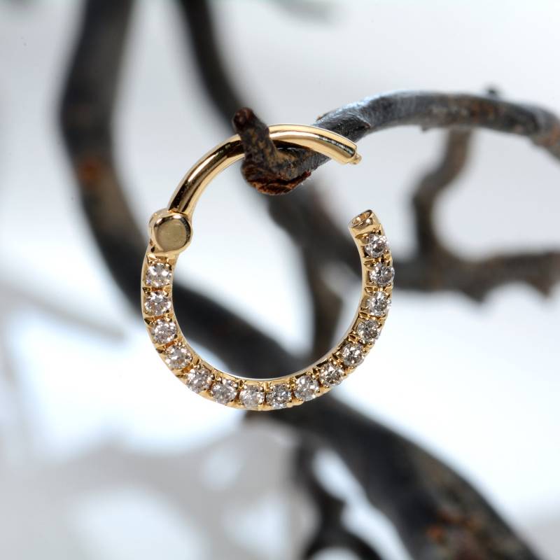 Nase Septum Clicker Weiße Diamanten 14K Gold Nasenring Daith Ohrringe Nose Hoop Helix Ring Custom Piercing Schmuck von MagicHammer