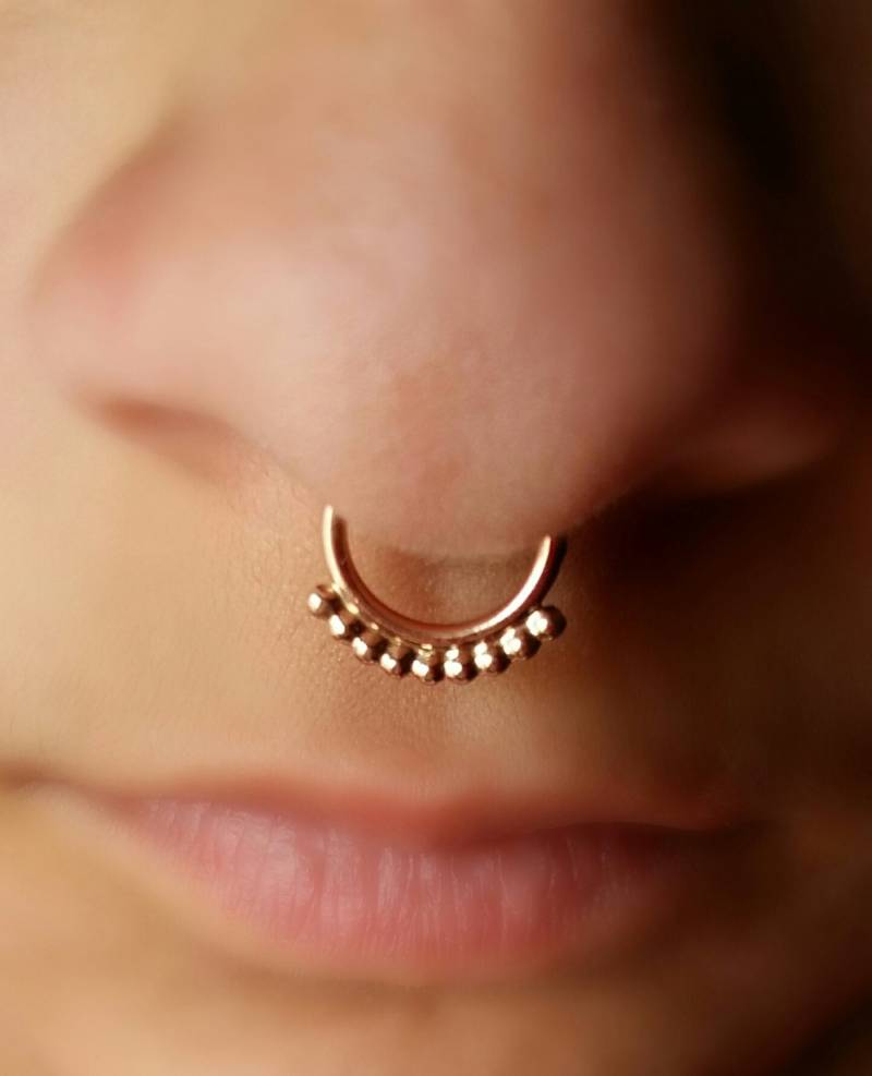 Nasenring Septum Schmuck 14K Solid Gold Nose Hoop Helix Piercing Daith Ohrring Ear Cuff von MagicHammer