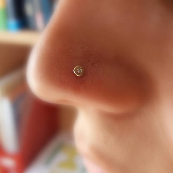 Nasenstecker 14K Gold Diamant Nasenpiercing Tragus Schmuck Knorpel Stud von MagicHammer