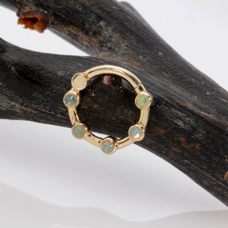 Opal Septom Clicker Schmuck 14K Solid Gold Piercing Ohrring von MagicHammer