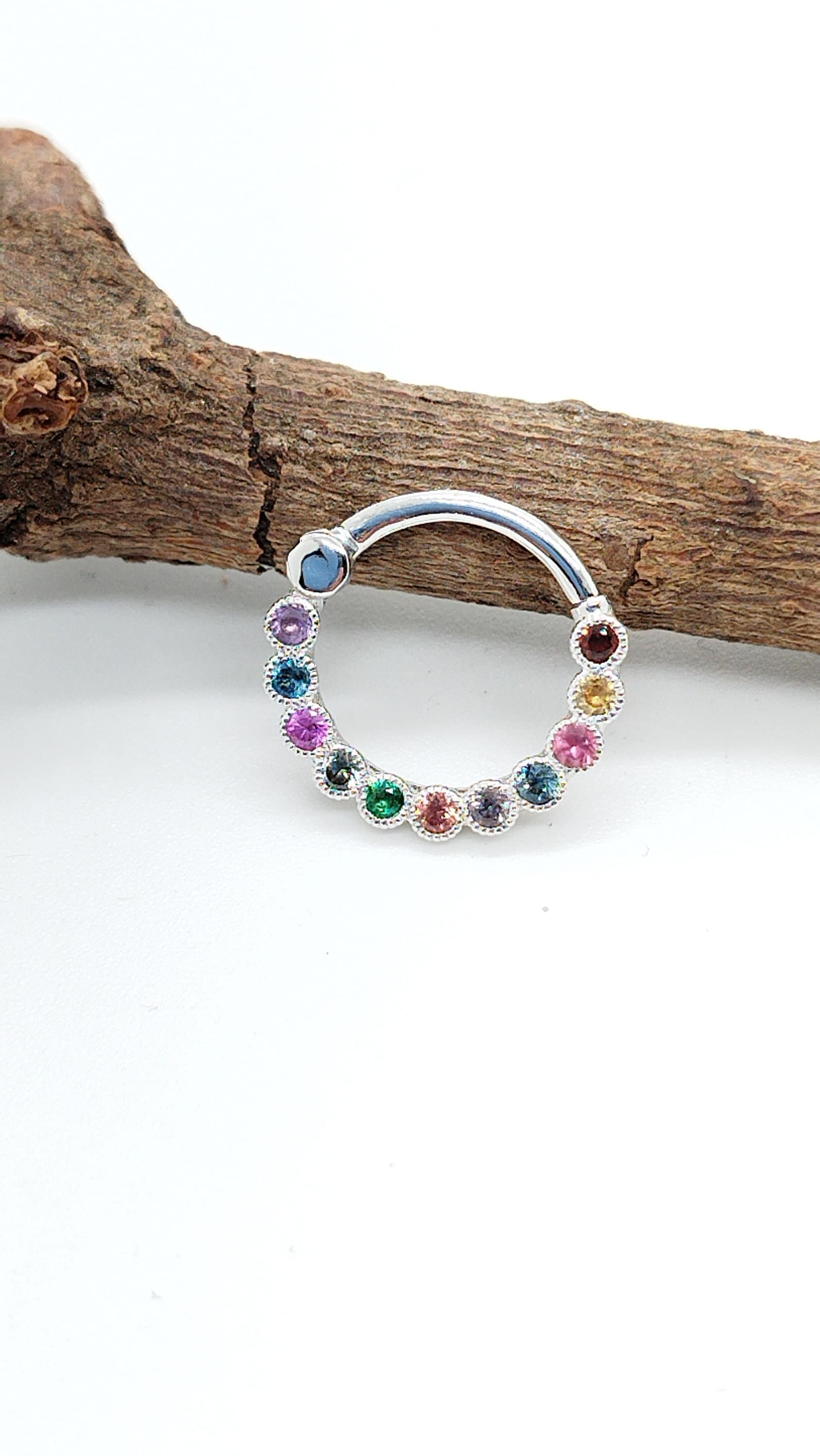 Regenbogen Daith Clicker 14K Solid Gold Septum Schmuck Helix Hoop Ohrring von MagicHammer