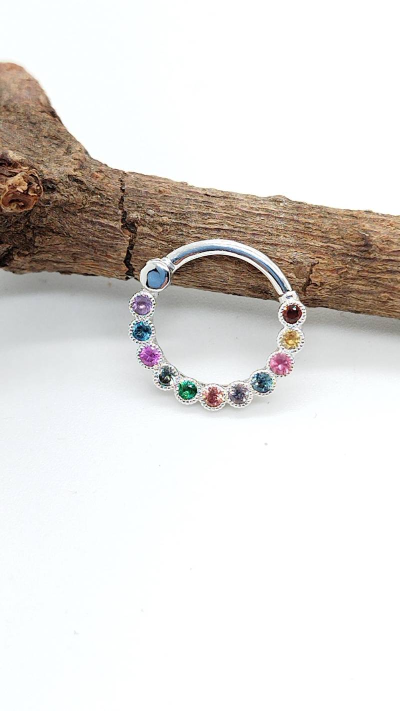 Regenbogen Daith Clicker 14K Solid Gold Septum Schmuck Helix Hoop Ohrring von MagicHammer