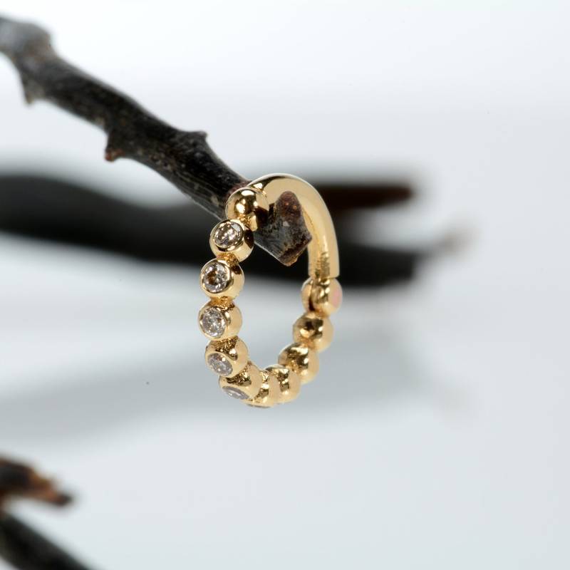 Rookballs Diamanten Septum Clicker 14K Solid Gold Knorpel Ohrring Tragus Piercing von MagicHammer