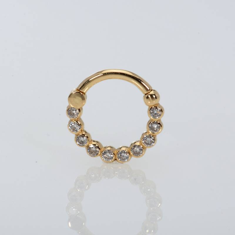 Tragus Clicker Weiße Diamanten Daith Ohrring 14K Gold Nase Hoop Helix von MagicHammer