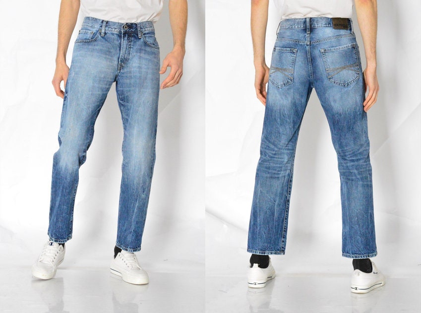 Y2K Faded Blue Grunge Jeans Herren Hose Taille Größe 31 in 80 cm S von MagicKale