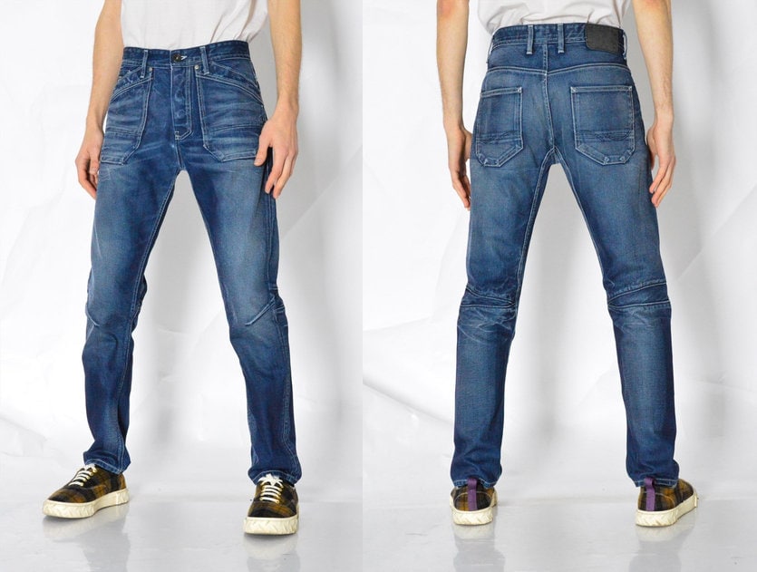 Y2K Faded Navy Blau Slim Fit Jeans Herren Hose Taillenumfang 31 in 80 cm S von MagicKale